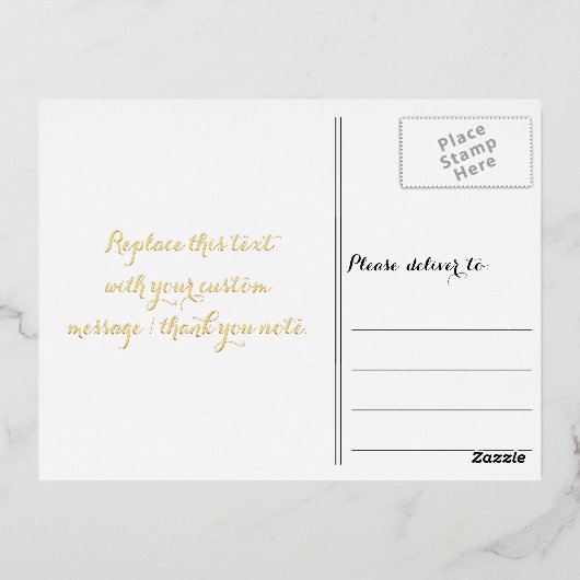 Elegant Black Faux Gold Script Weddenschap Harteli Folie Uitnodiging Briefkaart (Achterkant)
