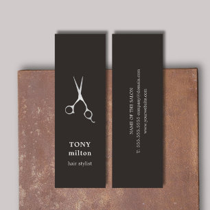 Elegant Black Faux Silver Scissors Haarstylist Mini Visitekaartje
