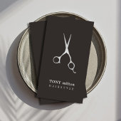 Elegant Black Faux Silver Scissors Haarstylist Visitekaartje