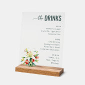 Elegant Black Floral Beverage Menu (Angle)