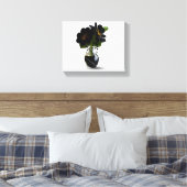 Elegant Black Floral Bouquet in Marble Vase. Canvas Afdruk (Insitu (Slaapkamer))