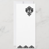 Elegant Black Floral Damask Wedding Kaart (Achterkant)