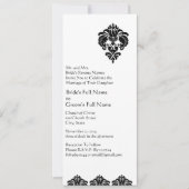 Elegant Black Floral Damask Wedding Kaart (Voorkant)