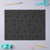Elegant Black Floral Damasks 2 Over Dark Gray Tissuepapier (Craft)