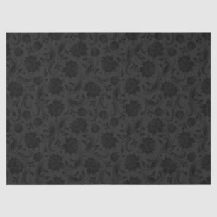 Elegant Black Floral Damasks 2 Over Dark Gray Tissuepapier