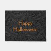 Elegant Black Floral Happy Halloween Deurmat (Voorkant)