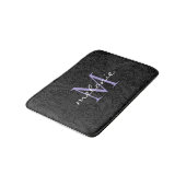 Elegant Black Floral Lavender Script Monogram Badmat (Gekanteld)
