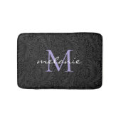 Elegant Black Floral Lavender Script Monogram Badmat (Voorkant)