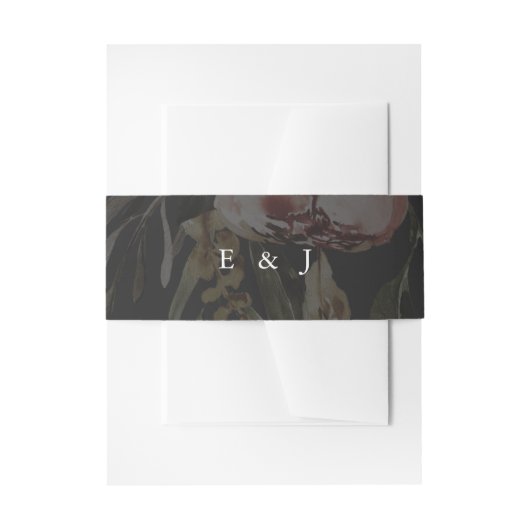 Elegant Black Floral Monogram Weddenschap Uitnodigingen Wikkel (Voorkant Voorbeeld)