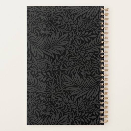 Elegant Black Floral Pattern 2026 Planner (Achterkant)