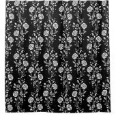 Elegant Black Floral Pattern Douchegordijn (Voorkant)