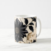 Elegant Black Floral Pattern Koffiemok (Voorkant rechts)
