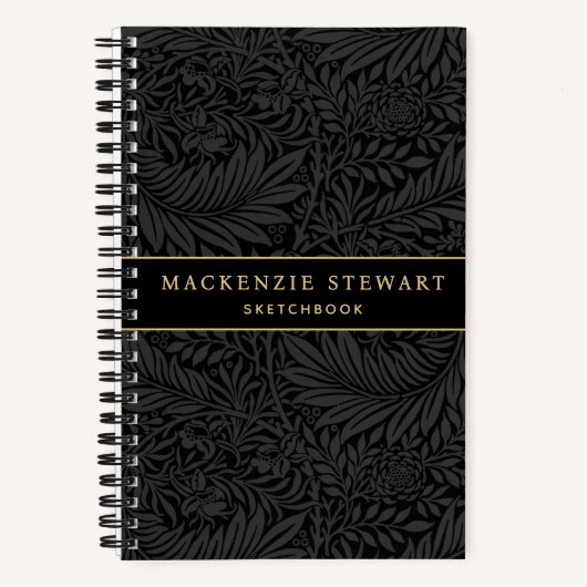 Elegant Black Floral Pattern Sketchbook Notitieboek (Voorkant)