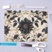 Elegant Black Floral Pattern Tissuepapier (Craft)