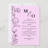 Elegant black Floral Wedding Invitation (Devant)