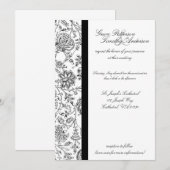 Elegant Black Floral Wedding Invitations Kaart (Voorkant / Achterkant)