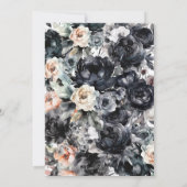 Elegant Black Floral Wedding Kaart (Achterkant)