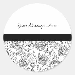 Elegant Black Floral Wedding Stickers