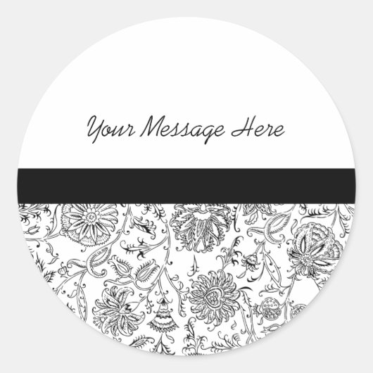 Elegant Black Floral Wedding Stickers (Voorkant)