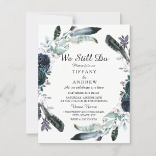 Elegant Black Floral Wreath Vow-verlenging Kaart