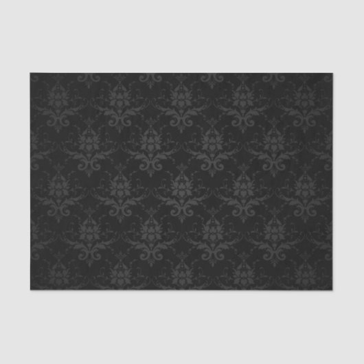 Elegant Black Flower Floral Damask Tissuepapier (Voorkant)