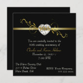 Élégant Black Formal Anniversaire Invitation (Devant / Derrière)