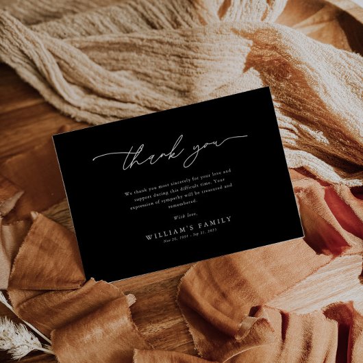 Elegant Black Funeral Bedankkaart