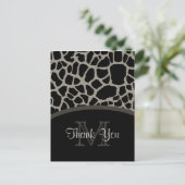 Elegant Black Giraffe Print Monogram Hartelijk dan Briefkaart (Staand voorkant)