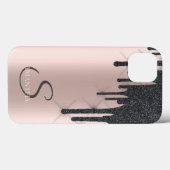 Elegant Black Glitter Drift Roos Gold Case-Mate iPhone Case (Achterkant (horizontaal))