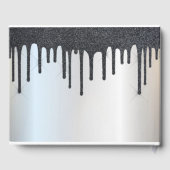 Elegant Black Glitter drijft hartstochtelijk huwel Gastenboek (Achterkant)