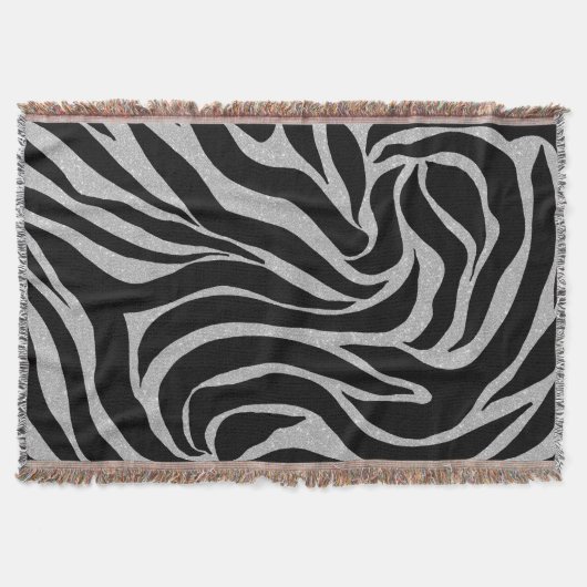Elegant Black Glitter Silver Zebra Animal Print Deken (Voorkant)