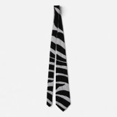 Elegant Black Glitter Silver Zebra Animal Print Stropdas (Achterkant)