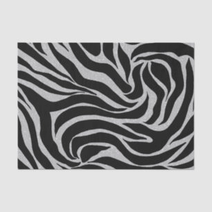 Elegant Black Glitter Silver Zebra Animal Print Tissuepapier