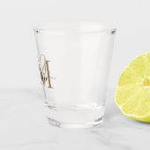 Elegant Black Gold 2 Monogram Script Naam Initiaal Shot Glas (Rechts)