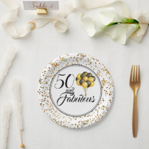 Elegant Black Gold 50 en Fabulous Birthday Papieren Bordje