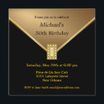 Elégant Black Gold 50th Birthday Party Invitations<br><div class="desc">Invitations d'anniversaire Black & Gold et d'occasions spéciales. Élégante image de pierre de taille dorée.  Les illustrations ne sont PAS RÉELLES,  ce sont des images imprimées sur les cartes.</div>