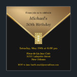 Elégant Black Gold 50th Birthday Party Invitations<br><div class="desc">Invitations d'anniversaire Black & Gold et d'occasions spéciales. Élégante image de pierre de taille dorée.  Les illustrations ne sont PAS RÉELLES,  ce sont des images imprimées sur les cartes.</div>