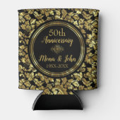 Elegant Black & Gold 50th Wedding Jubileum Blikjeskoeler (Voorkant)