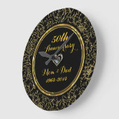 Elegant Black & Gold 50th Wedding Jubileum Grote Klok (Hoek)