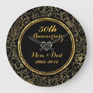 Elegant Black & Gold 50th Wedding Jubileum Grote Klok