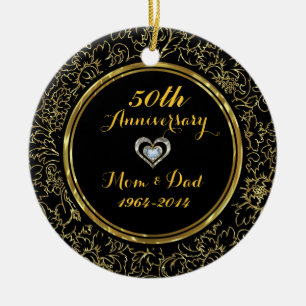 Elegant Black & Gold 50th Wedding Jubileum Keramisch Ornament