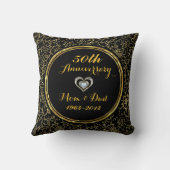Elegant Black & Gold 50th Wedding Jubileum Kussen (Achterkant)