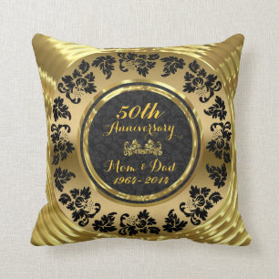 Elegant Black & Gold 50th Wedding Jubileum Kussen