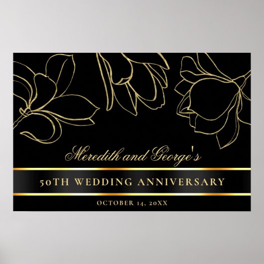Elegant Black Gold 50th Wedding Jubileum Poster (Voorkant)