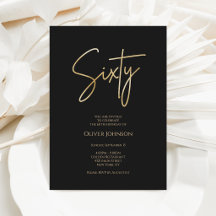 Elegant Black Gold 60th Birthday Invitation
