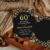 Elégant Black & Gold 60th Birthday Invitation