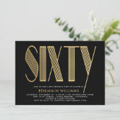 Elegant Black & Gold 60th Birthday Party Kaart (Staand voorkant)