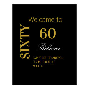 Elegant Black & Gold 60th Birthday Party Perfect Poster