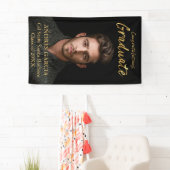 Elegant Black Gold Afstuderen Verticale foto Spandoek (Insitu)