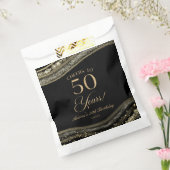 Elegant Black Gold Agate 50th Birthday Party Bedankzakje (Gezegeld)